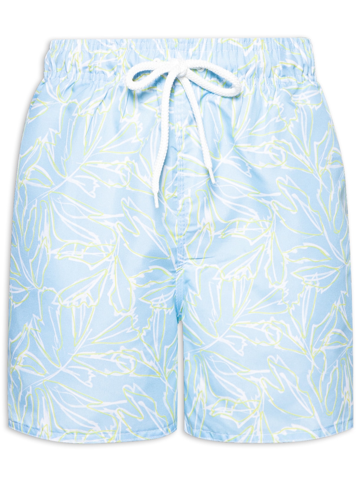 Short Masculino Beachwear Estampa Folhagem - Azul