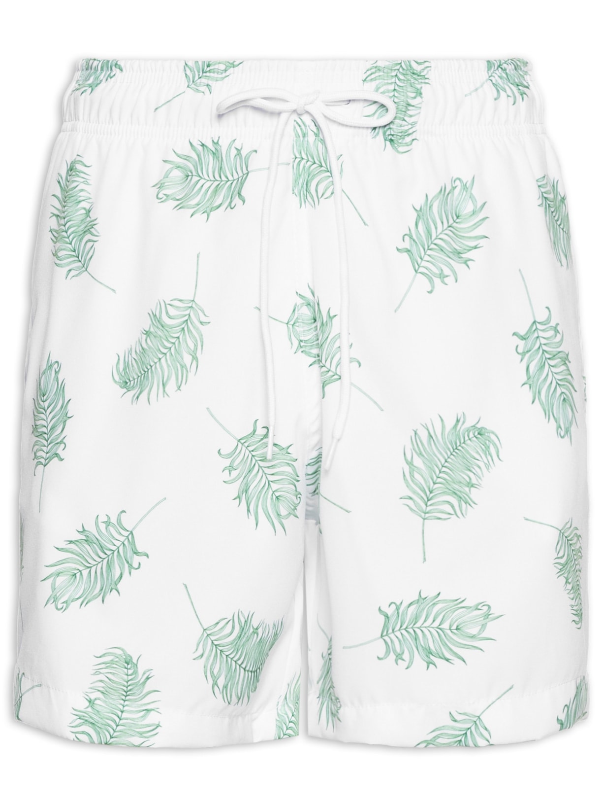 Short Masculino Beachwear Estampa Folhagem Branco Basiq Men