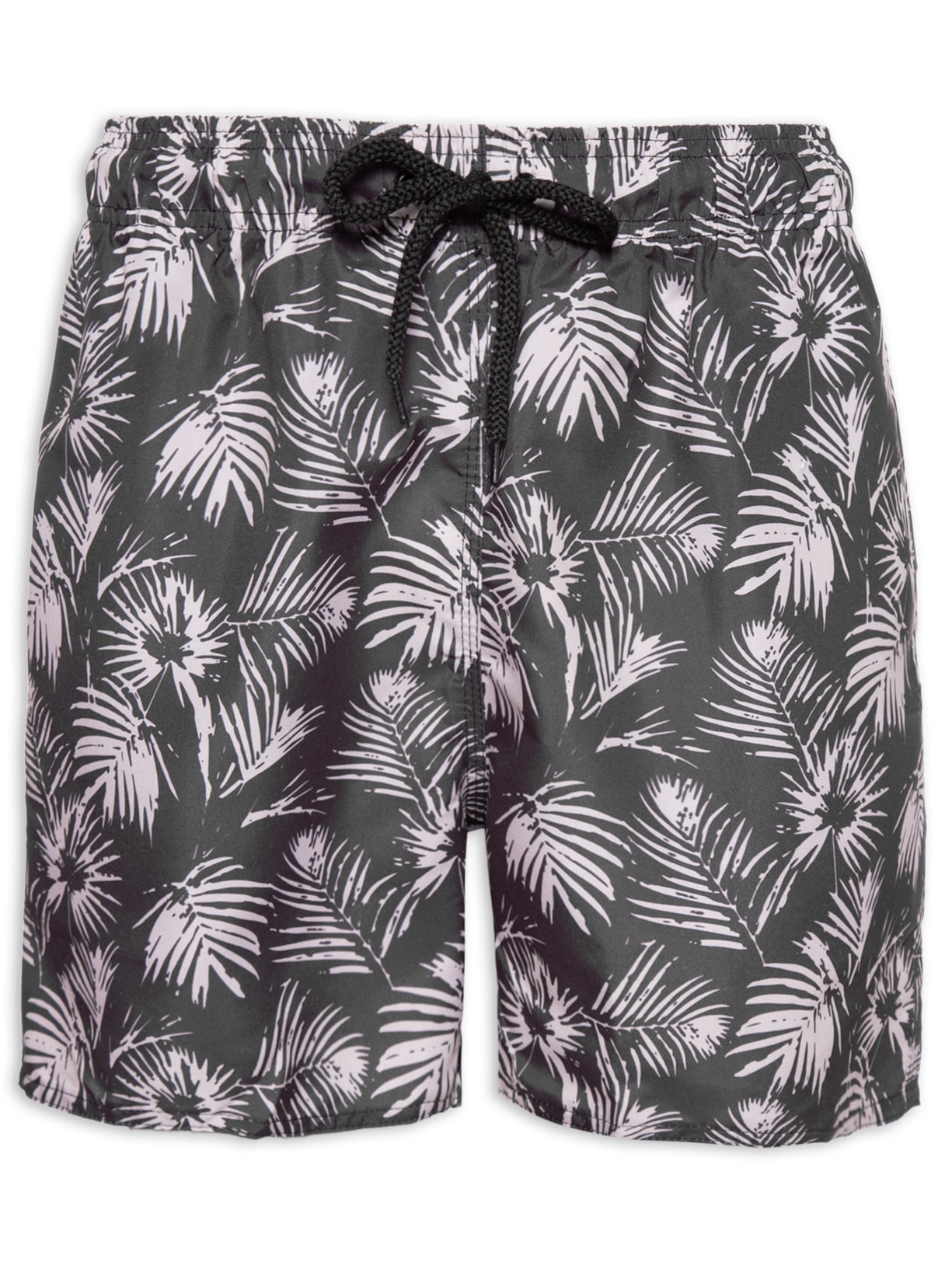 Short Masculino Beachwear Estampa Folhagem - Preto