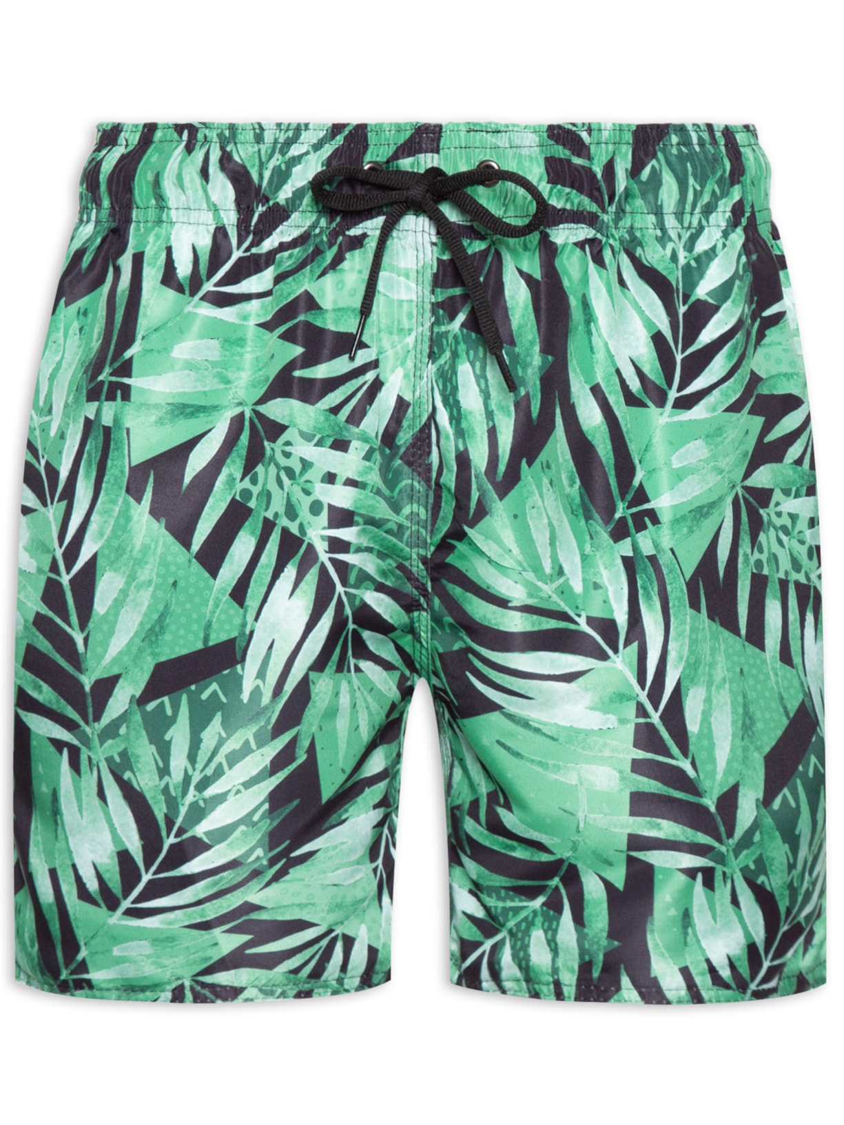 Short Masculino Beachwear Estampa Folhagem - Verde