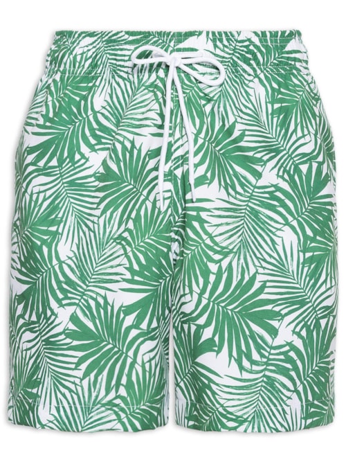 Short Masculino Beachwear Estampa Folhagem - Verde