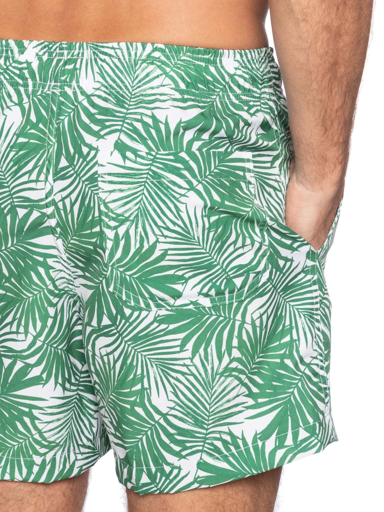 Short Masculino Beachwear Estampa Folhagem Verde Basiq Men