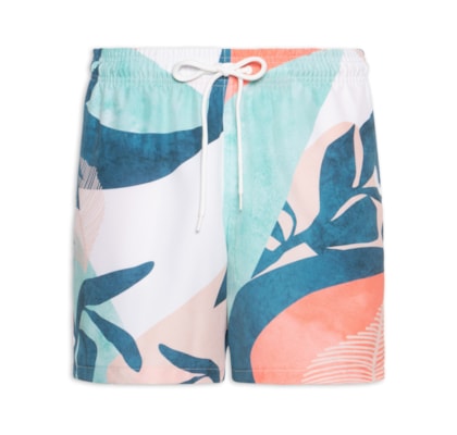 Short Masculino Beachwear Estampa Geométrica - Laranja