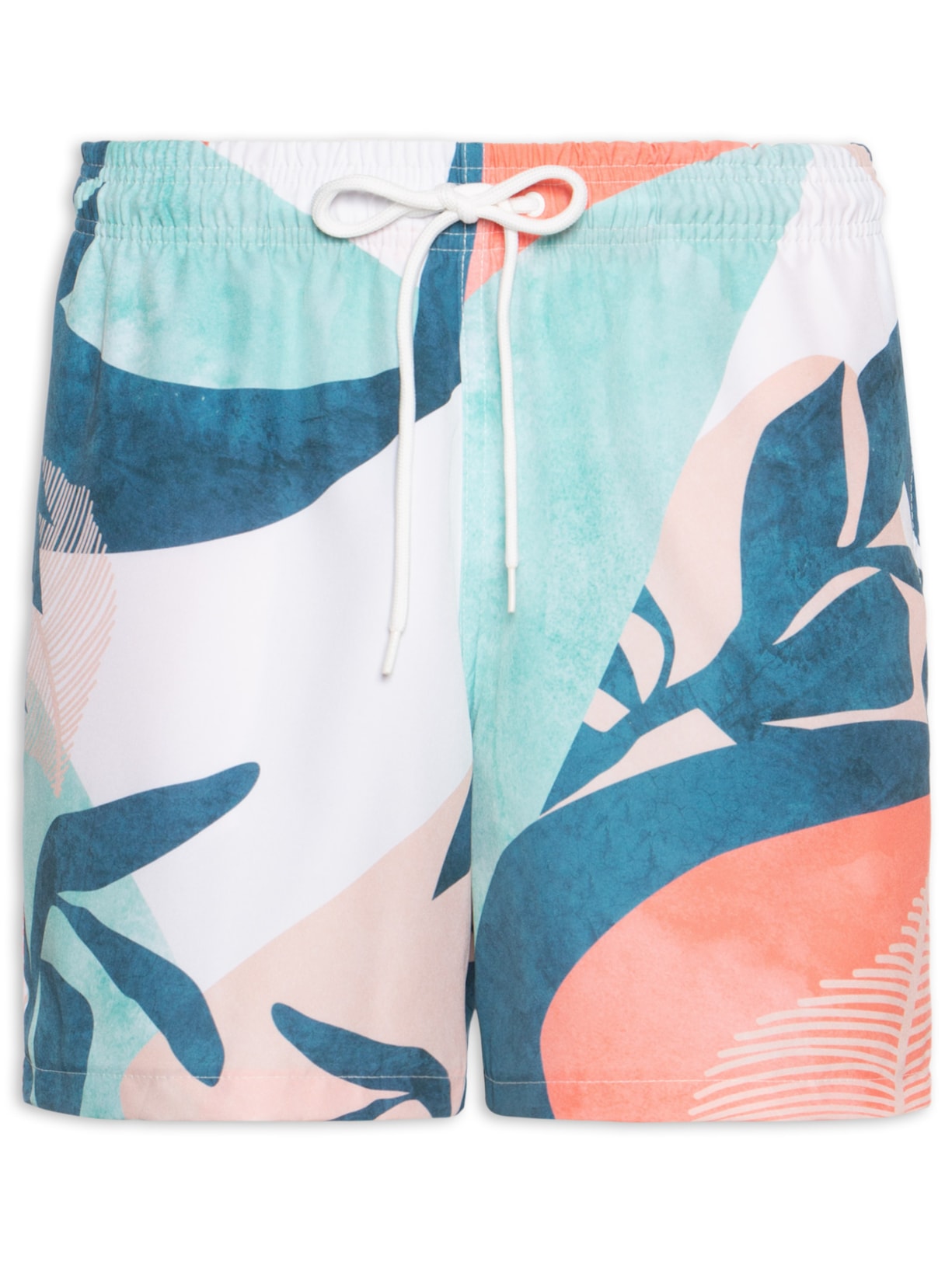 Short Masculino Beachwear Estampa Geométrica - Laranja