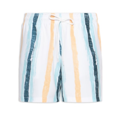 Short Masculino Beachwear Estampa Listras - Branco