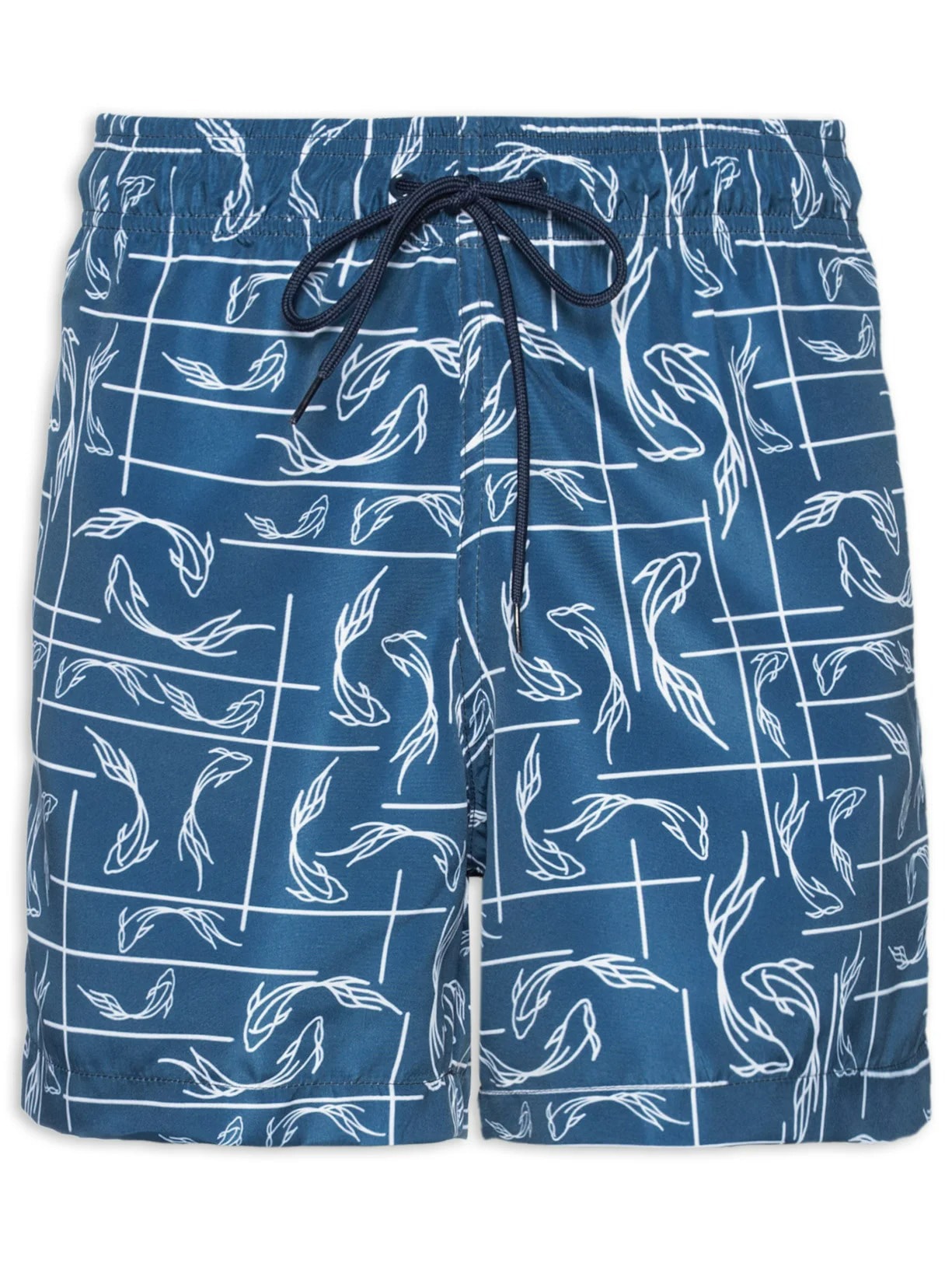 Short Masculino Beachwear Estampa Peixe - Azul