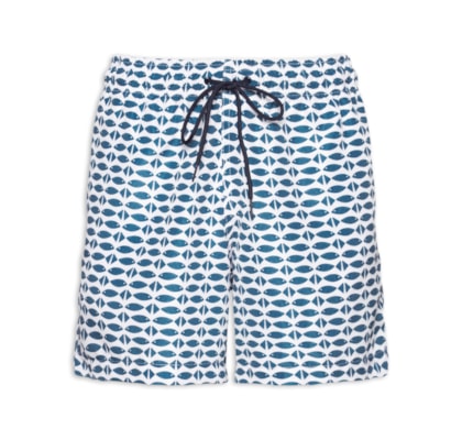 Short Masculino Beachwear Estampa Peixes - Azul