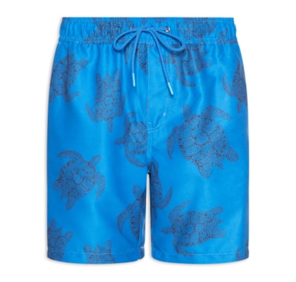 Short Masculino Beachwear Estampa Tartaruga - Azul