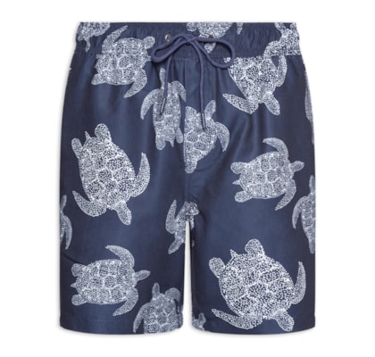 Short Masculino Beachwear Estampa Tartaruga - Azul