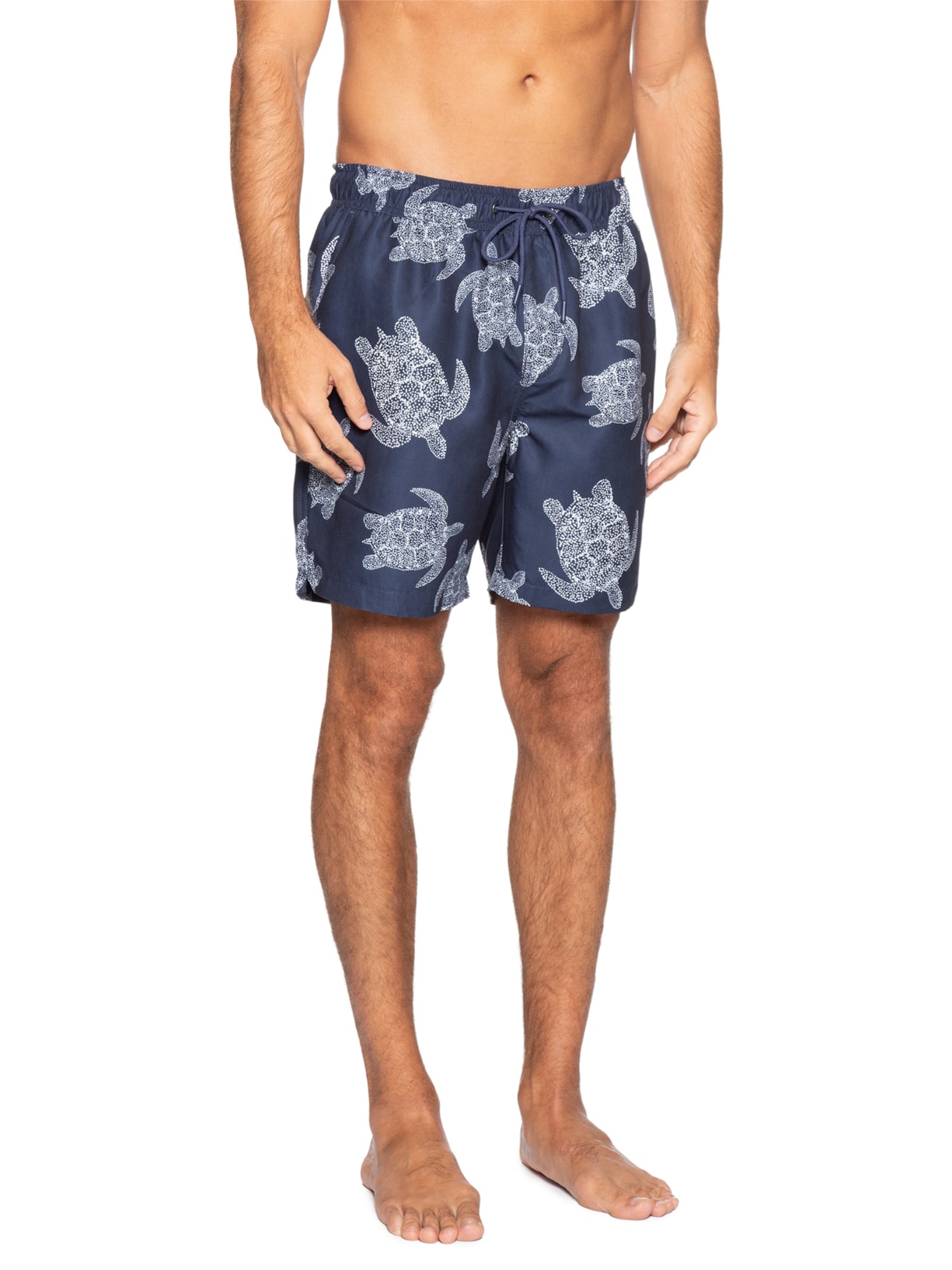 Short Masculino Beachwear Estampa Tartaruga Azul Basiq Men