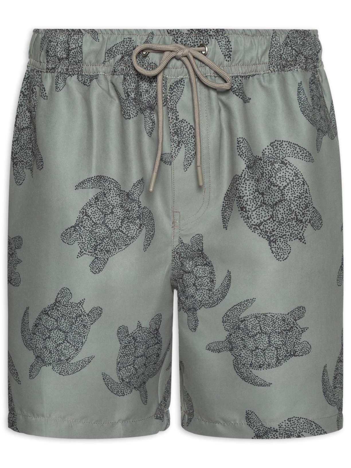 Short Masculino Beachwear Estampa Tartaruga - Cinza