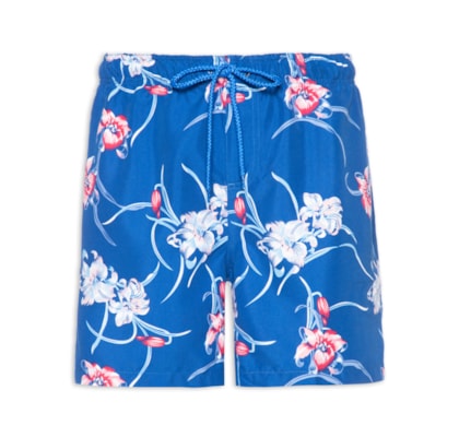 Short Masculino Beachwear Estampado - Azul