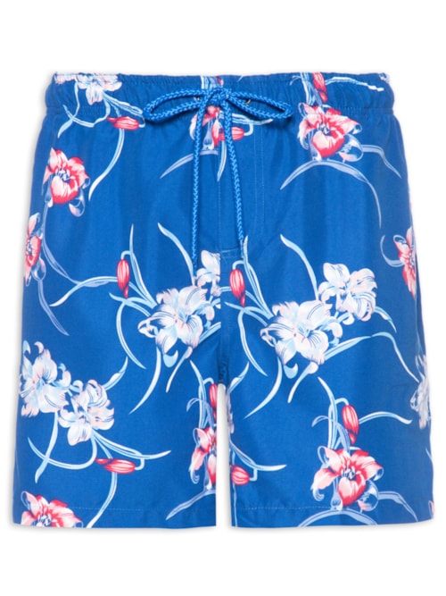 Short Masculino Beachwear Estampado - Azul