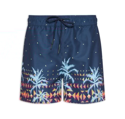 Short Masculino Beachwear Estampado - Azul