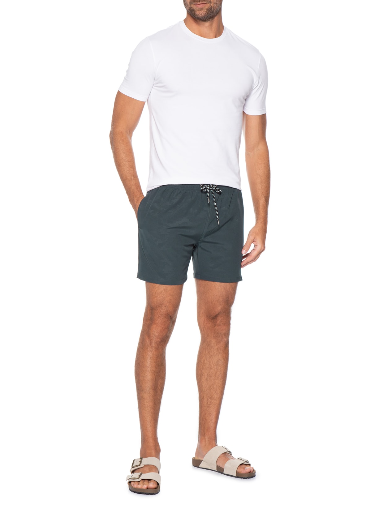 Short Masculino Beachwear Estampado Cinza Basiq Men