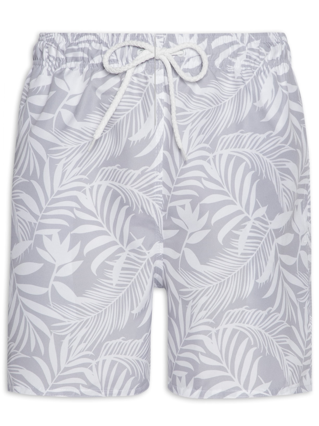 Short Masculino Beachwear Estampado Folhagem - Cinza