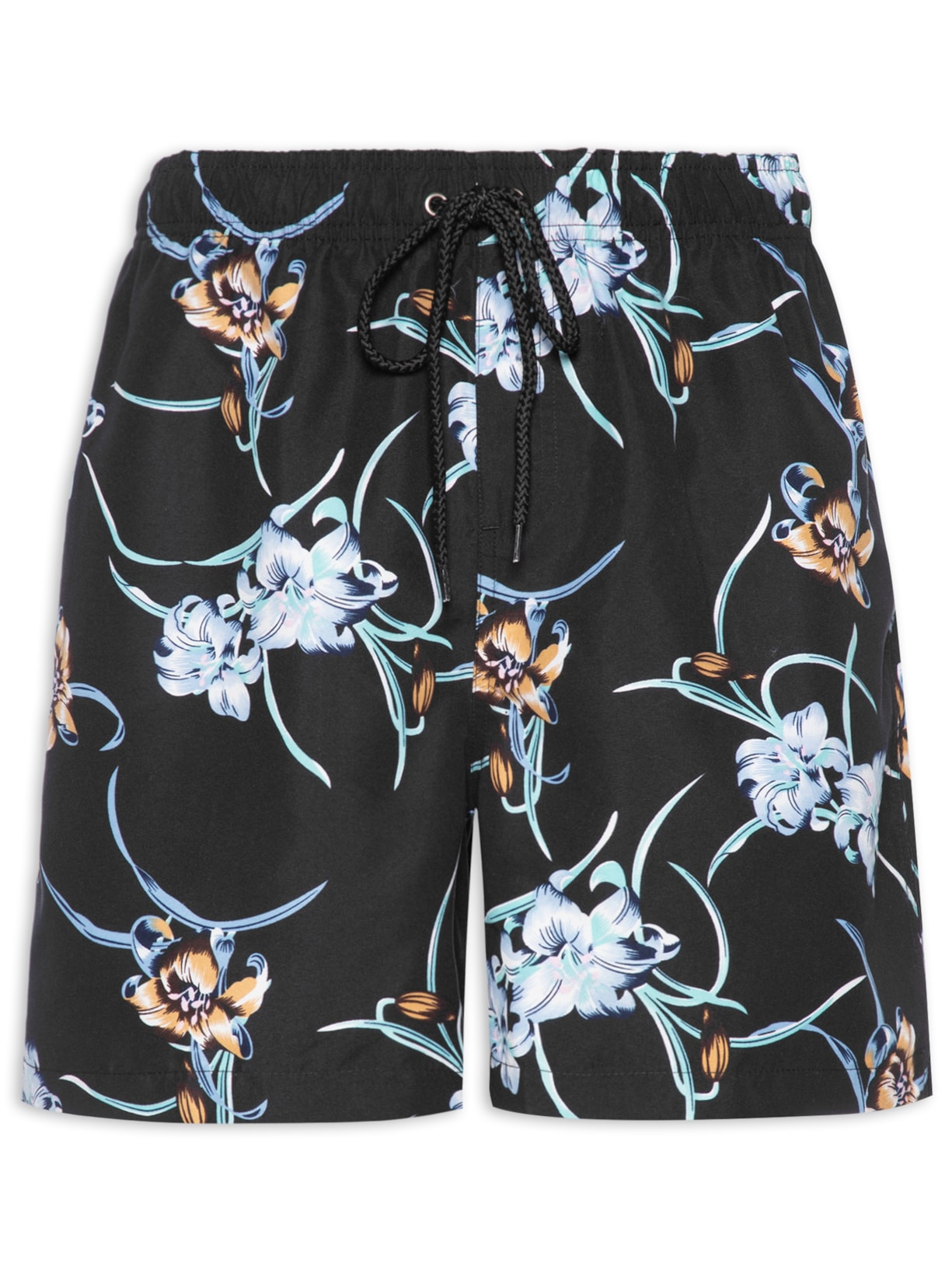 Short Masculino Beachwear Estampado - Preto