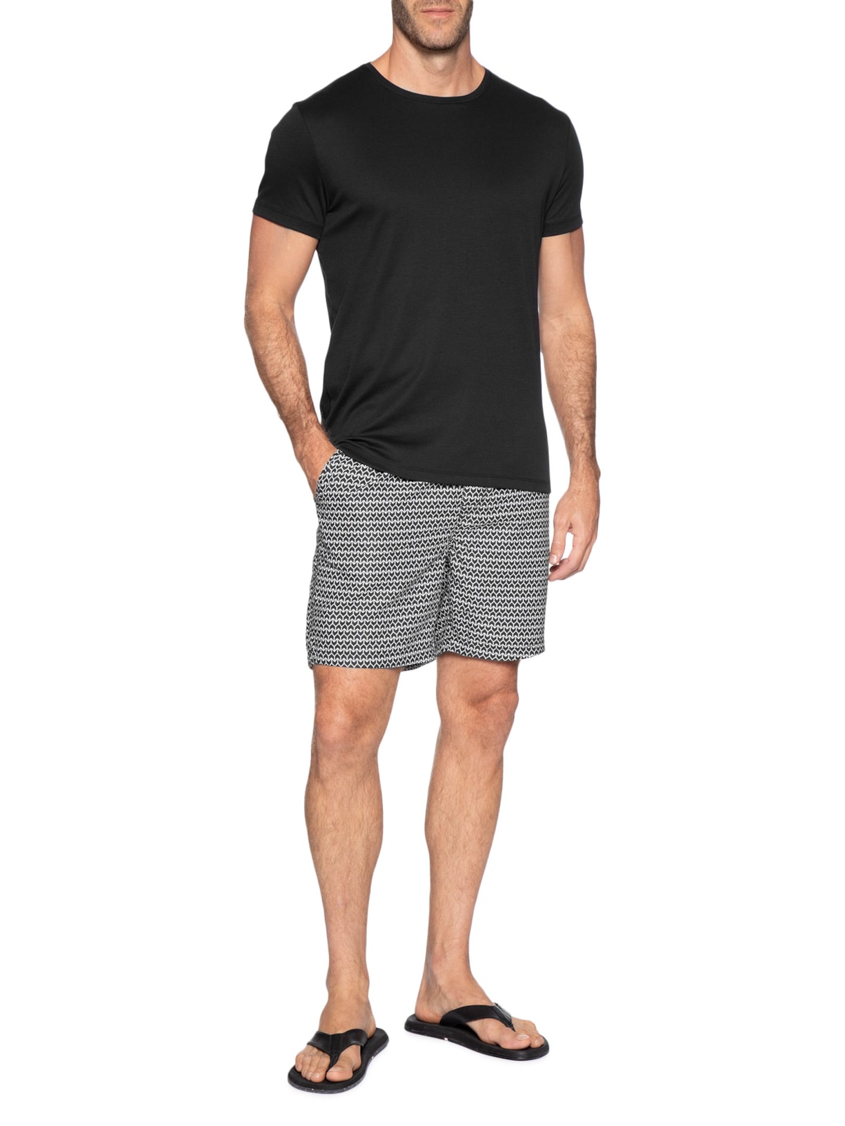 Short Masculino Beachwear Estampado Preto '2 Essential