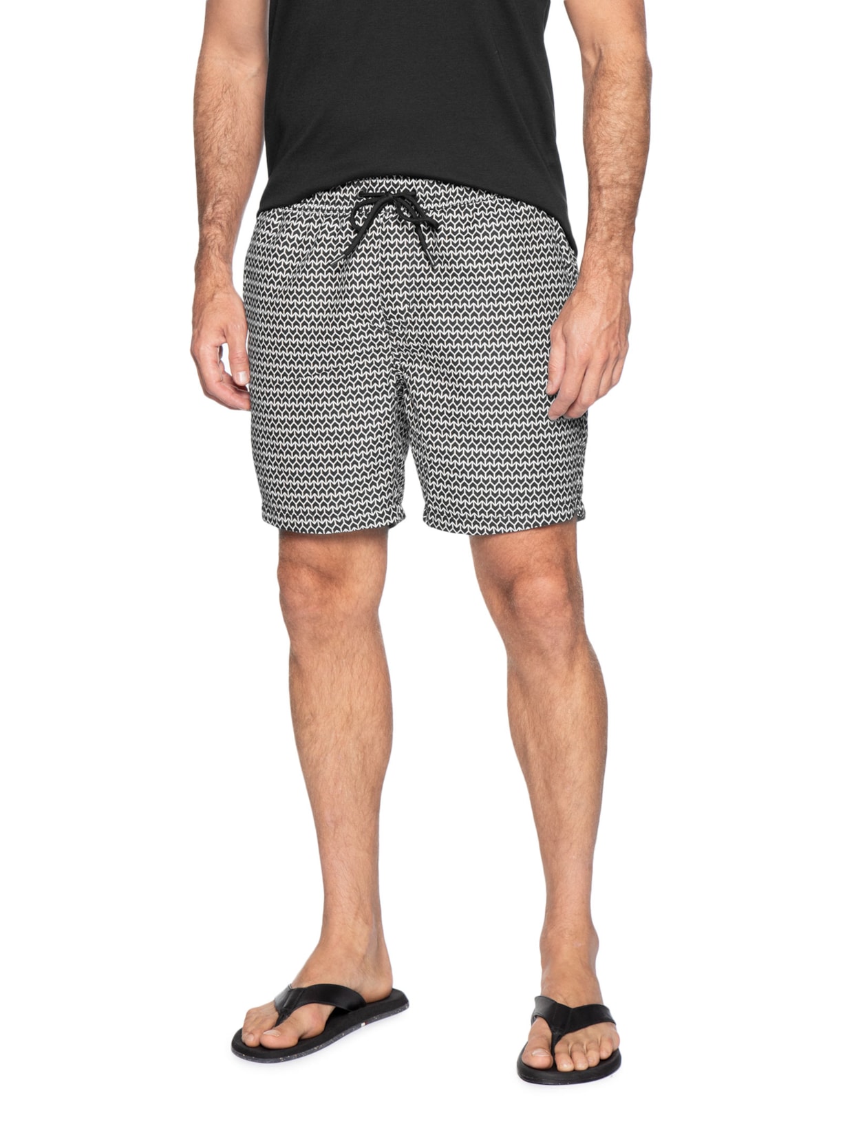 Short Masculino Beachwear Estampado Preto '2 Essential
