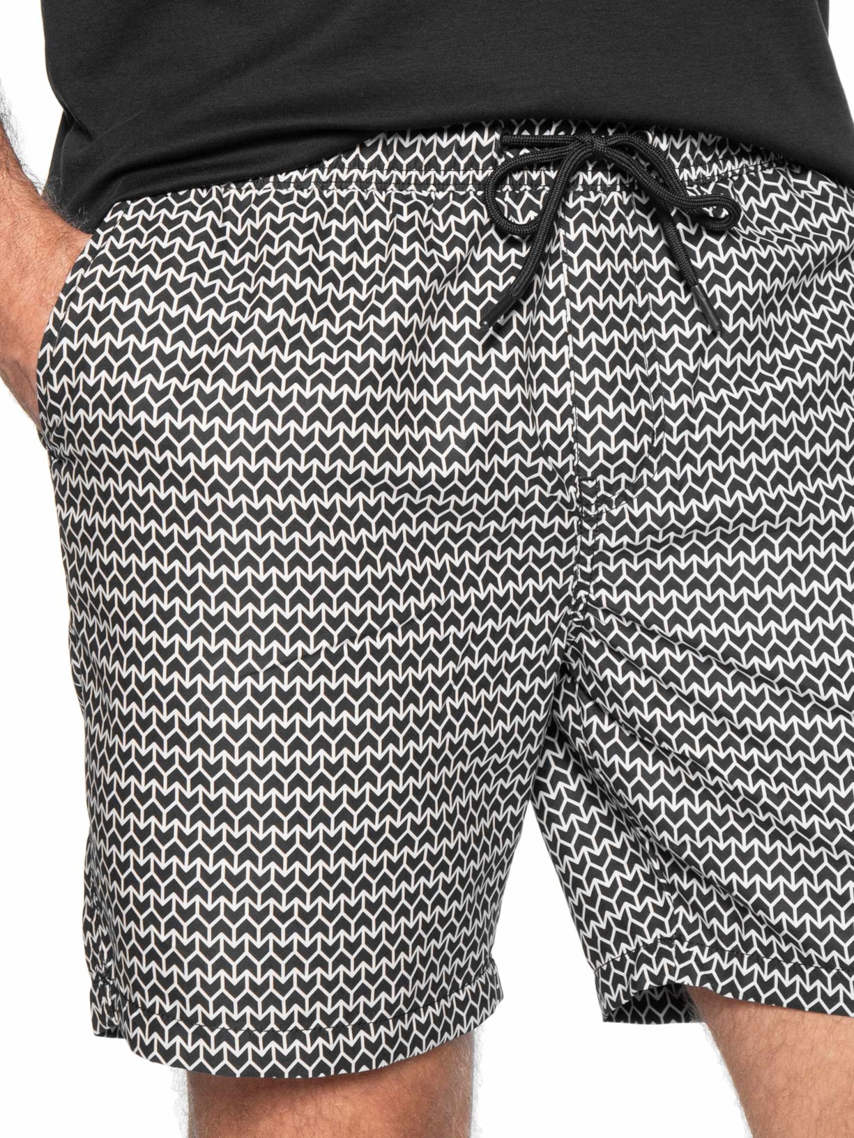 Short Masculino Beachwear Estampado Preto '2 Essential