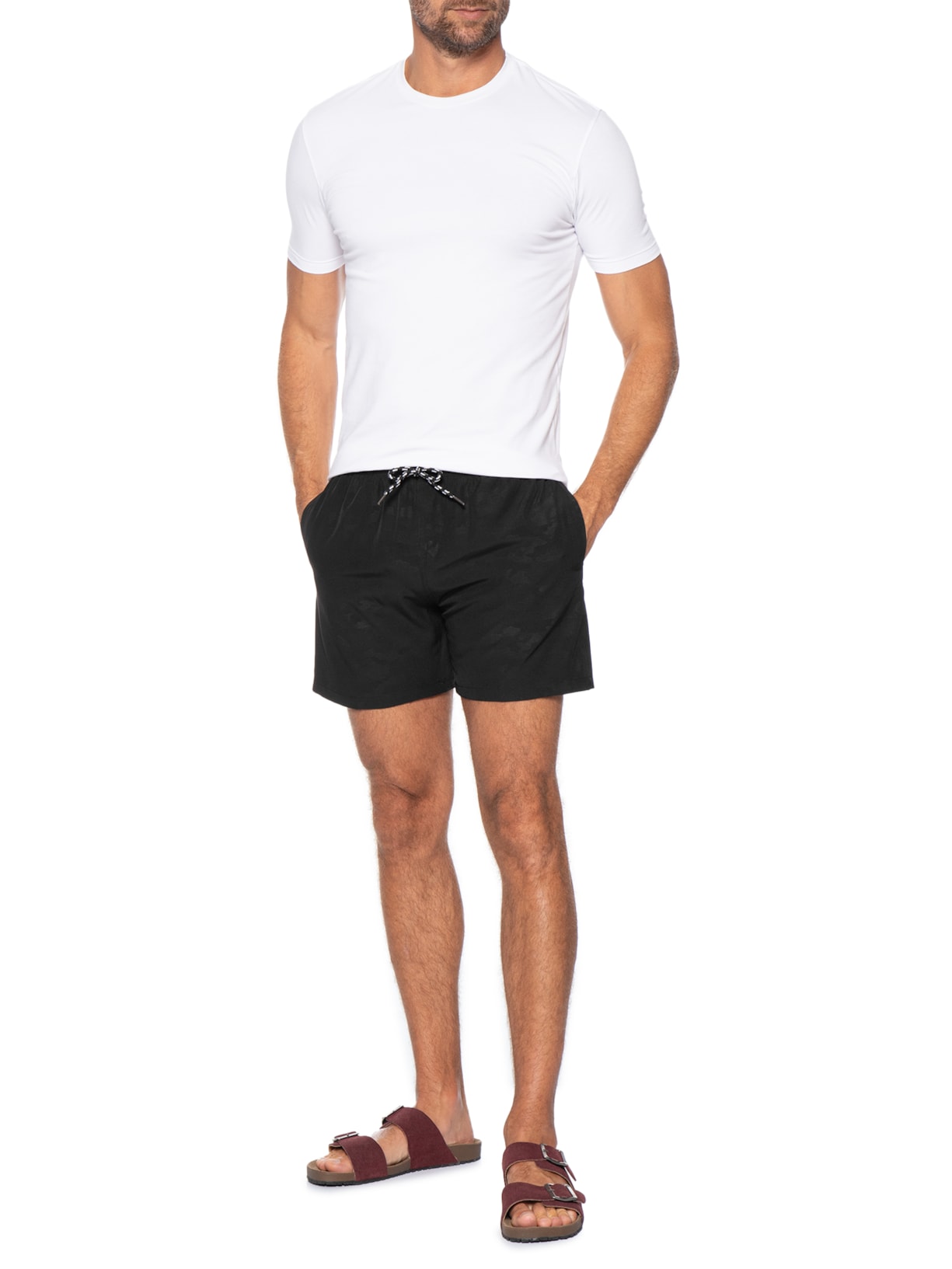 Short Masculino Beachwear Estampado Preto Basiq Men