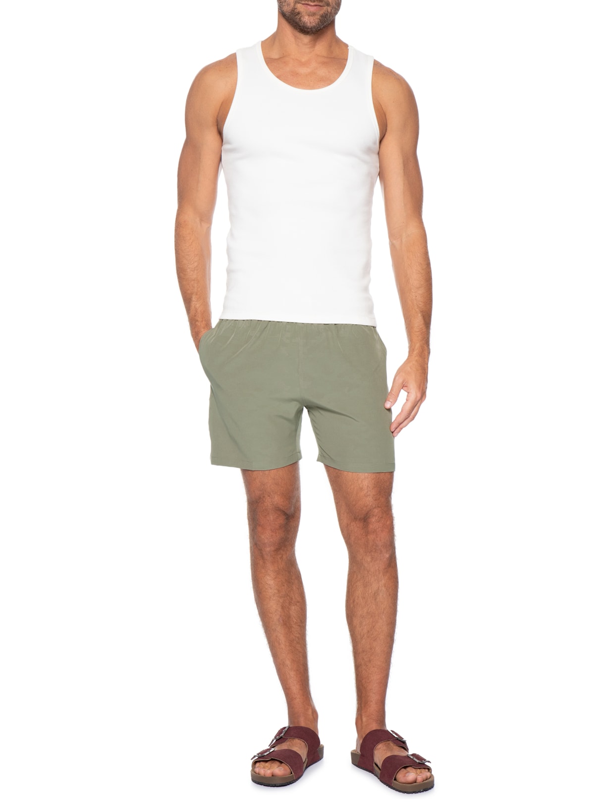 Short Masculino Beachwear Estampado Verde Basiq Men