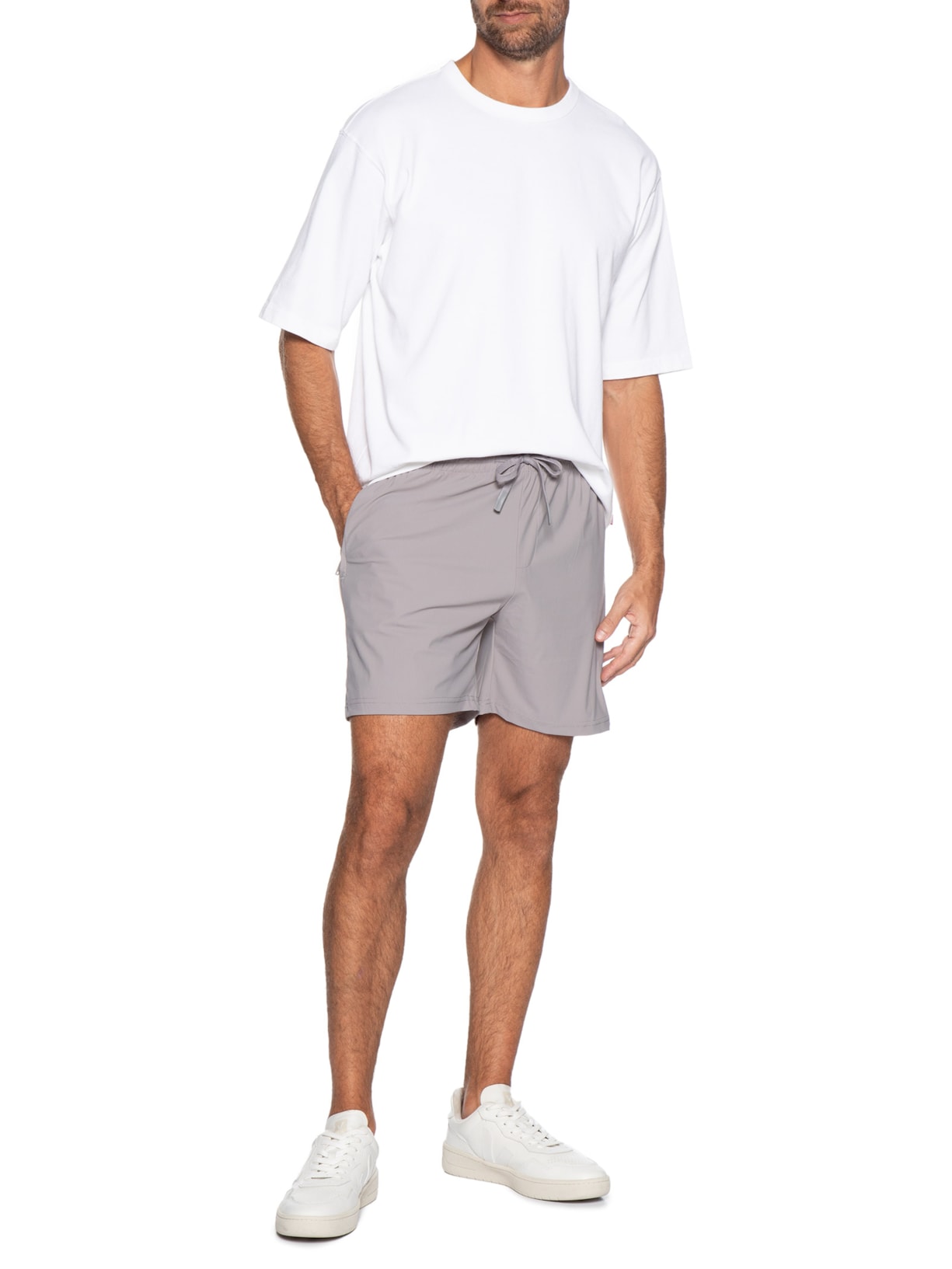 Short Masculino Beachwear Liso Cinza '2 Essential