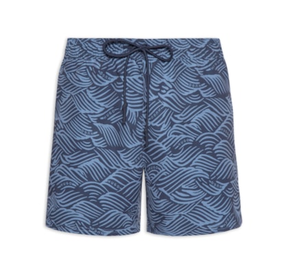 Short Masculino Beachwear Logo Wave - Azul