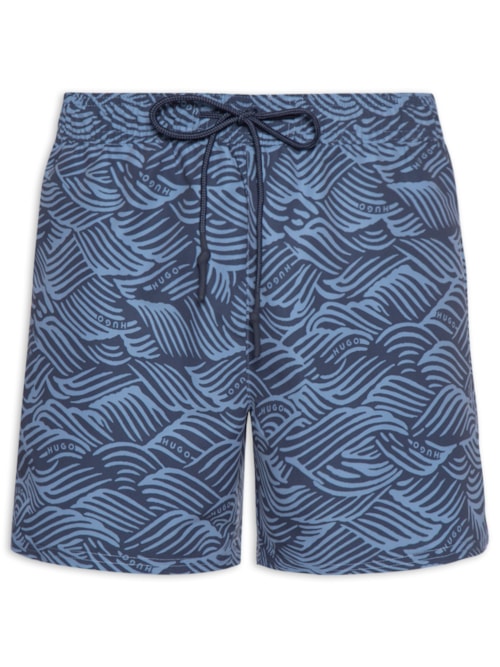 Short Masculino Beachwear Logo Wave - Azul