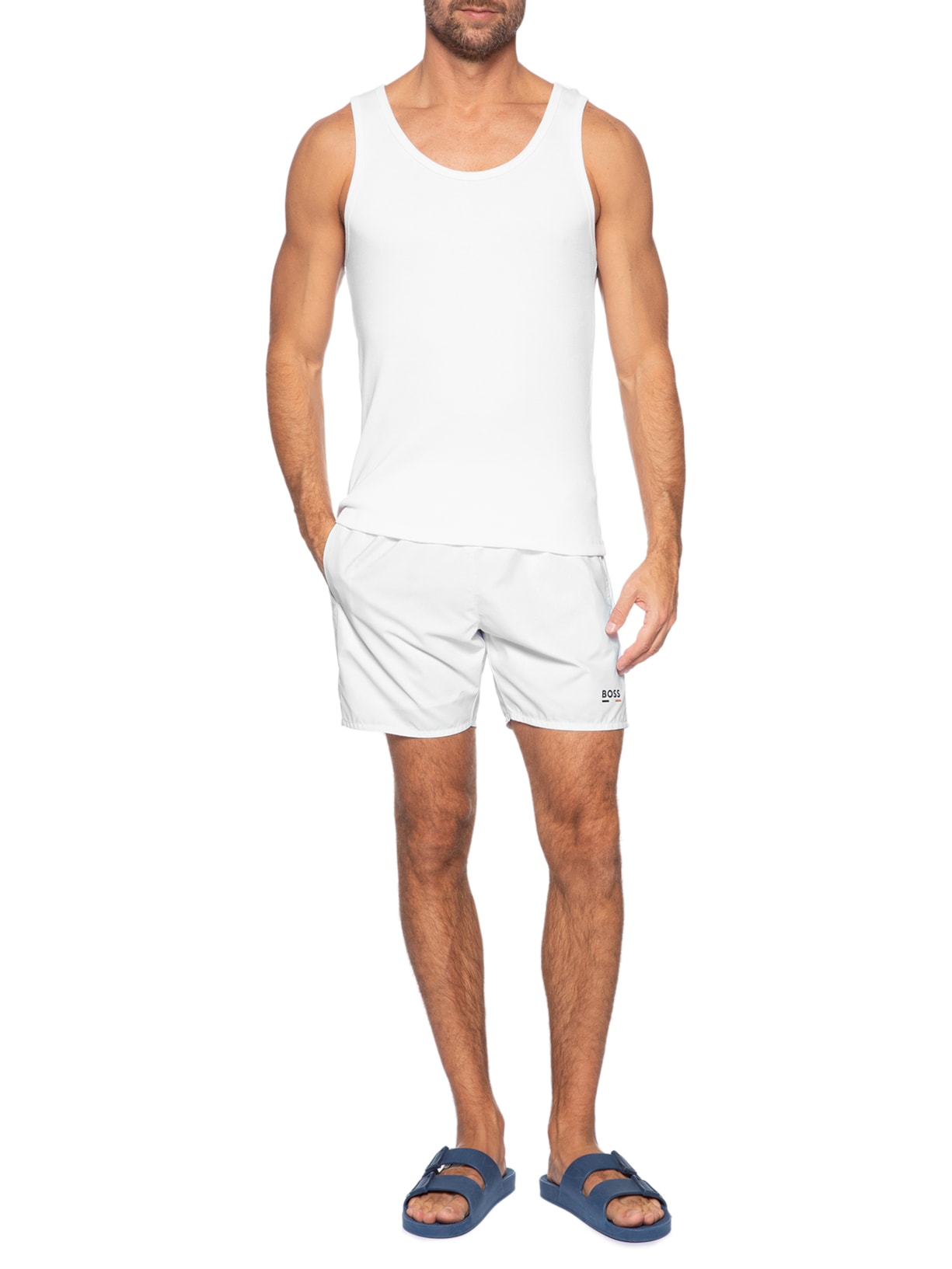 Short Masculino Beachwear Swordfish Branco Boss