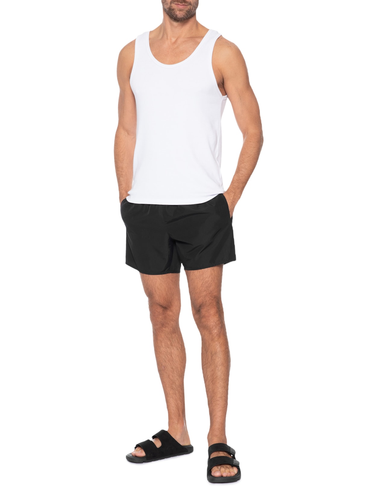 Short Masculino Beachwear Tonal Logo Preto Hugo