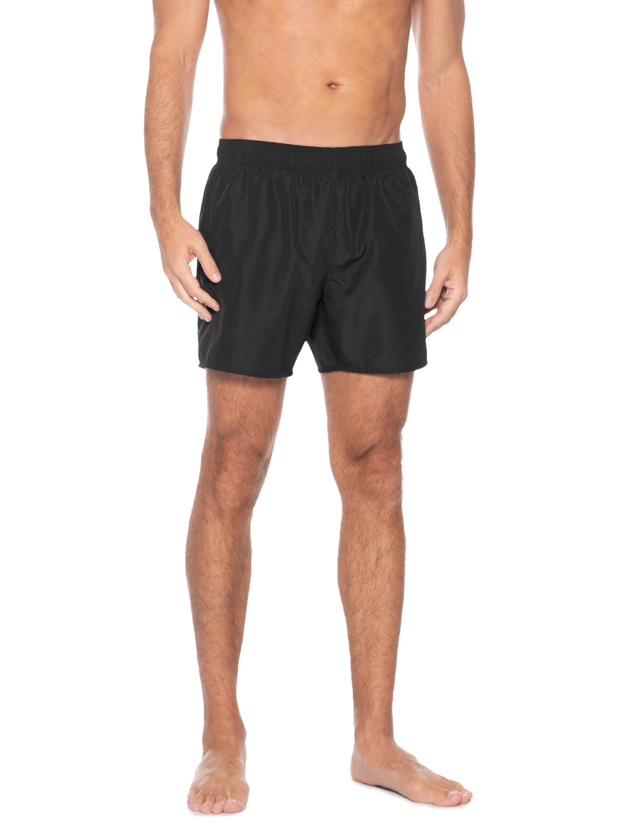 Short Masculino Beachwear Tonal Logo Preto Hugo
