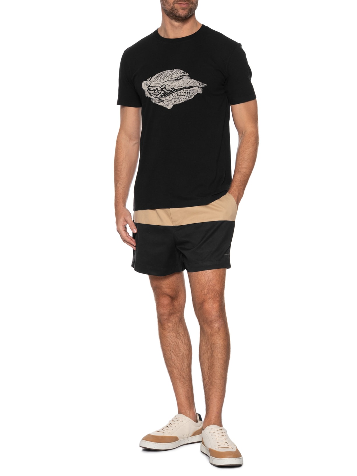 Short Masculino Bicolor Cotton Preto Osklen