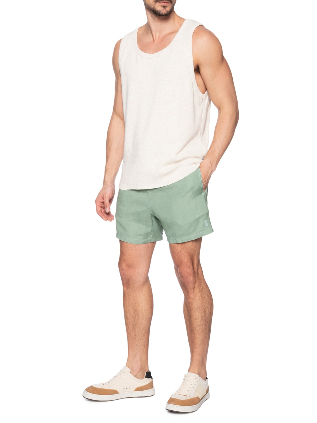Short Masculino Blend Linen Verde Pineapple