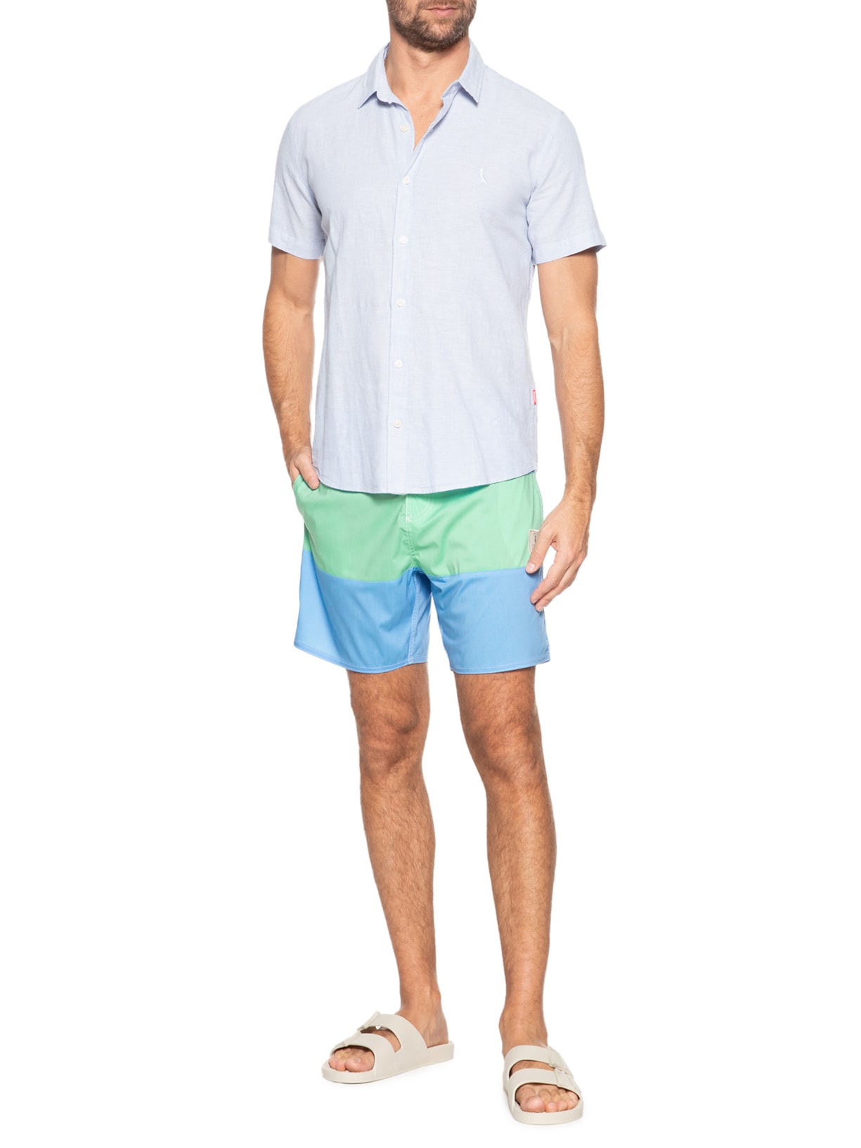 Short Masculino Board Faixa Azul Pineapple