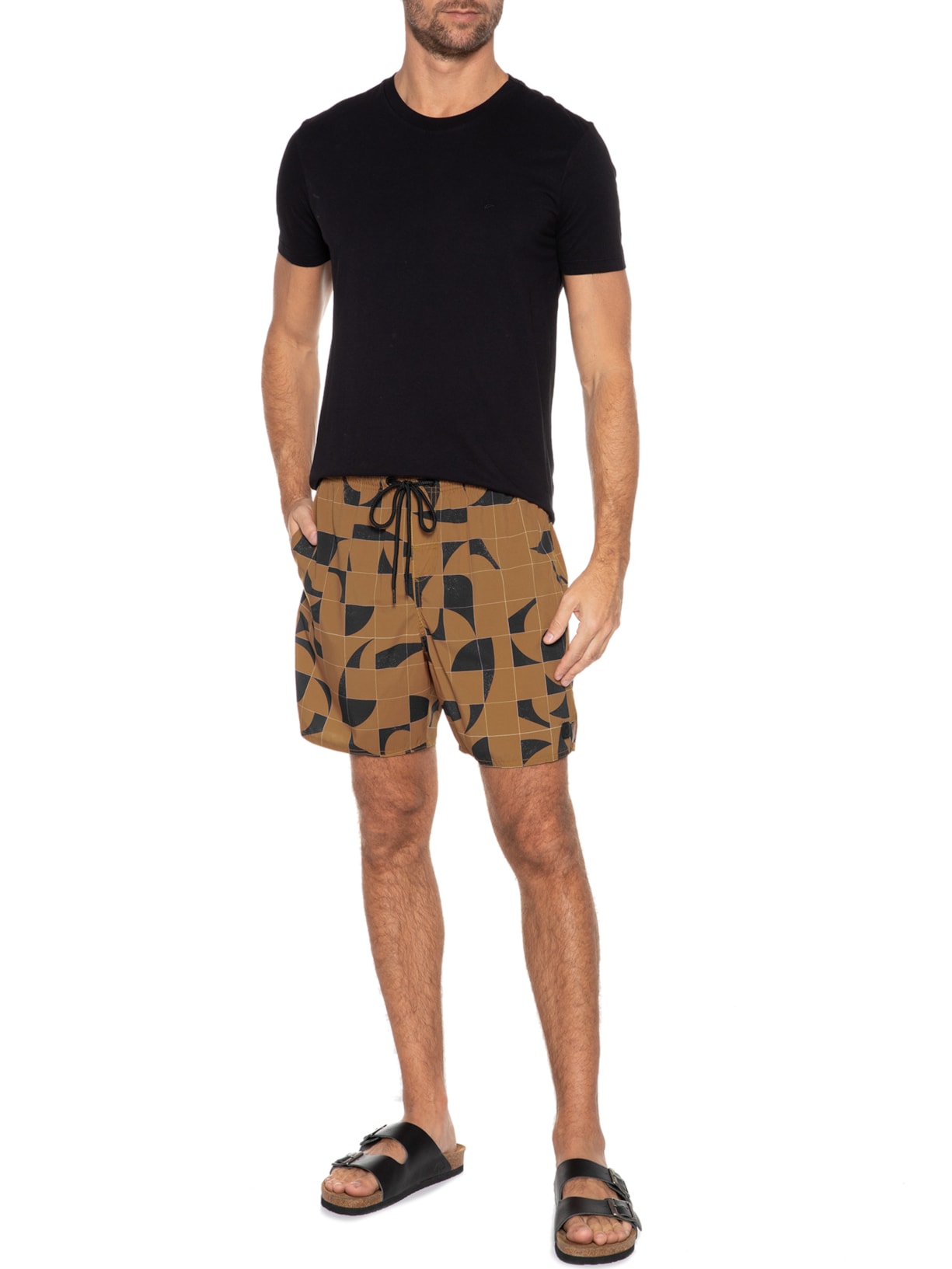 Short Masculino Boardshort Grid Marrom Von Der Volke