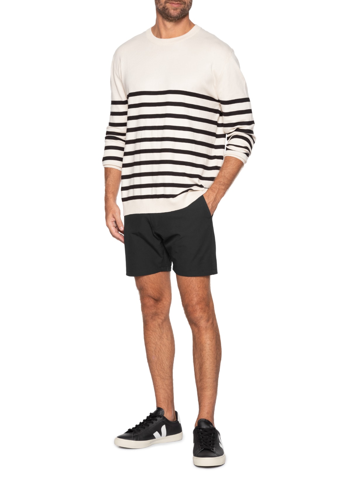 Short Masculino Casual com Cós Elástico Preto '2 Essential