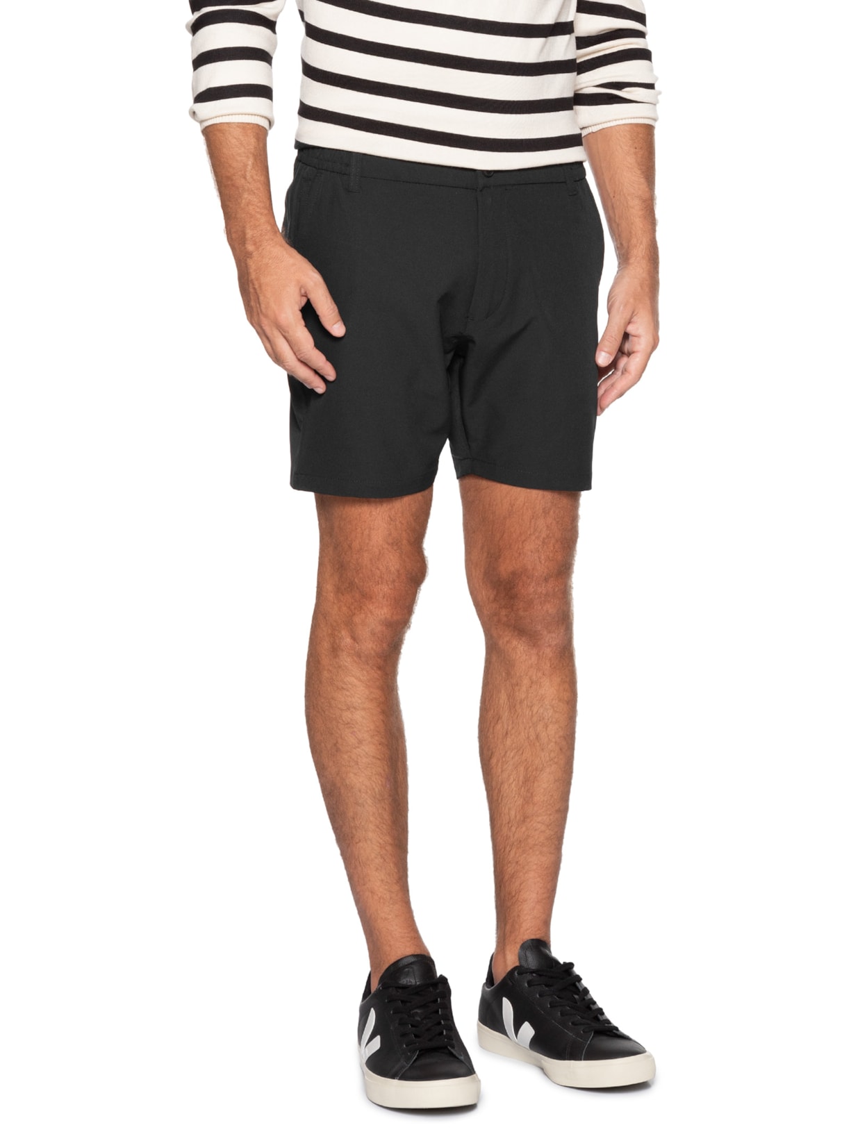 Short Masculino Casual com Cós Elástico Preto '2 Essential