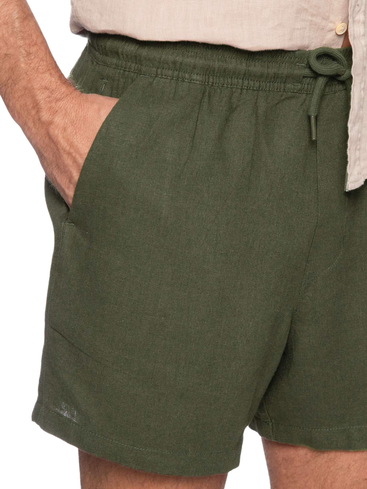 Short Masculino Casual Linho Plus Verde Reserva