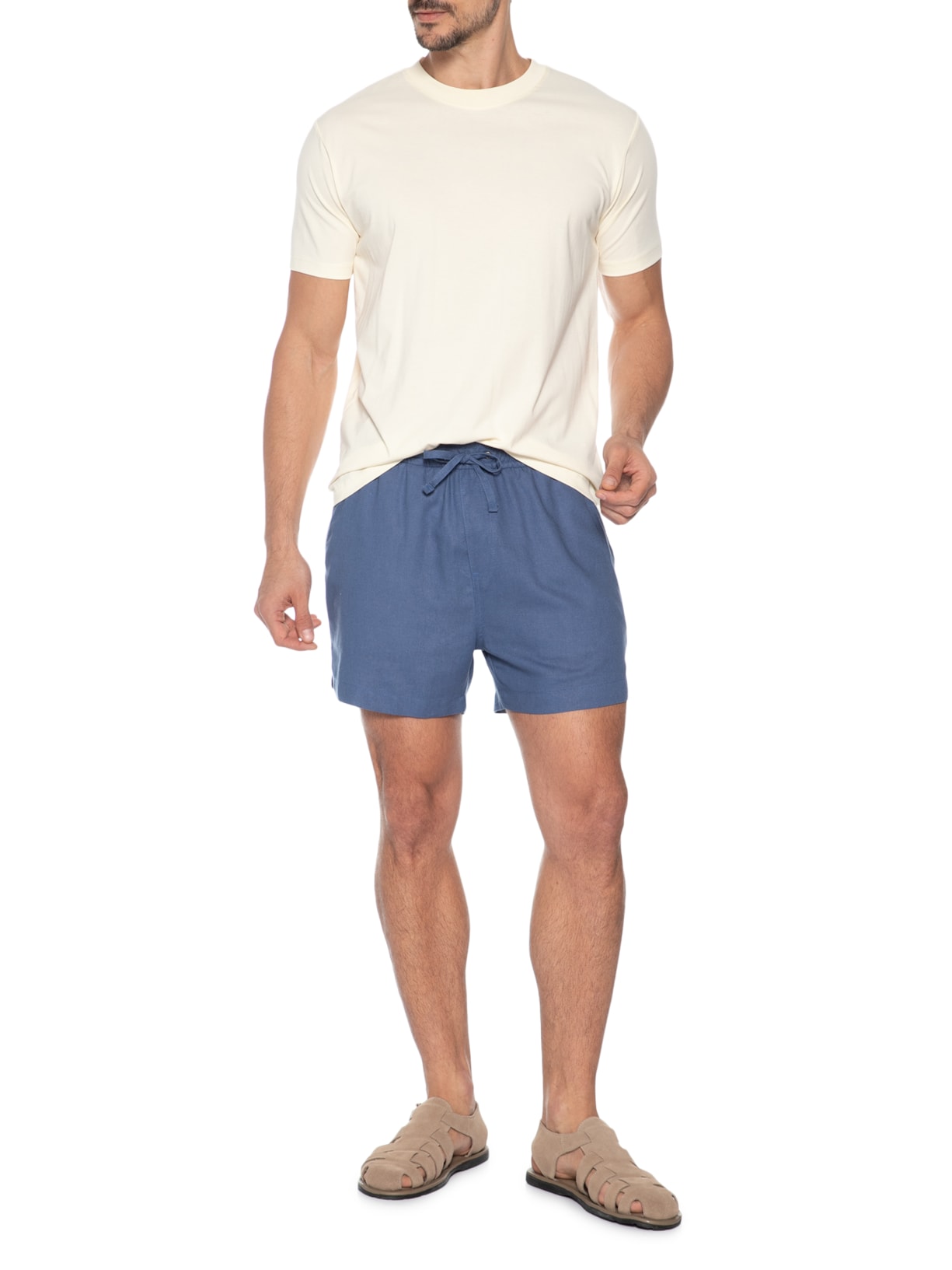 Short Masculino Casual Linho Relax – Azul Zapalla