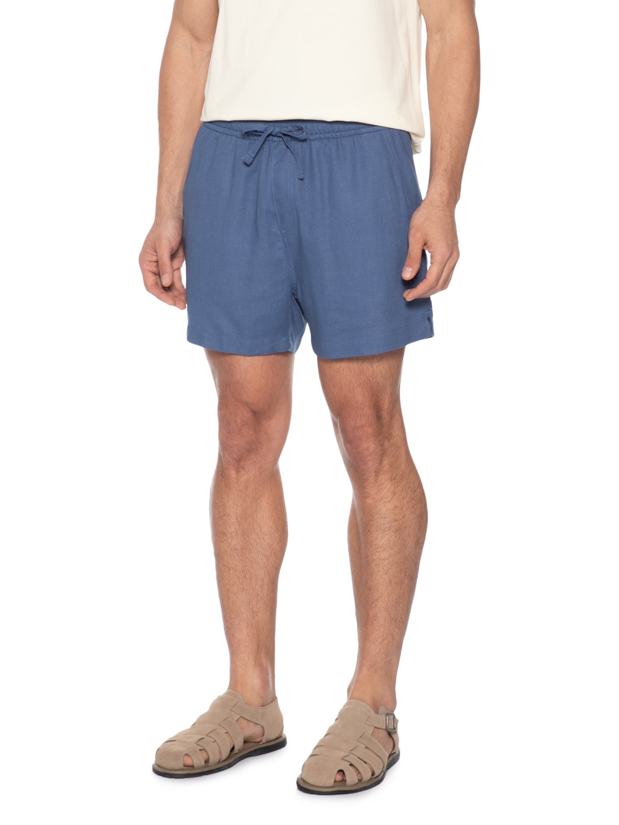 Short Masculino Casual Linho Relax – Azul Zapalla