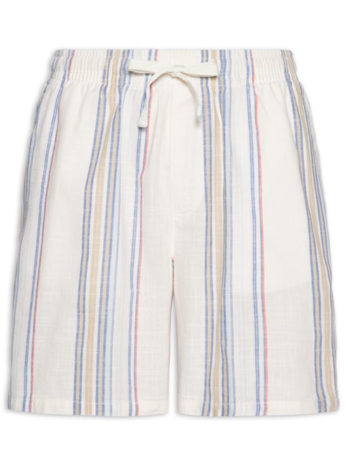 Short Masculino Casual Slub Straight Fit Beach - Off White