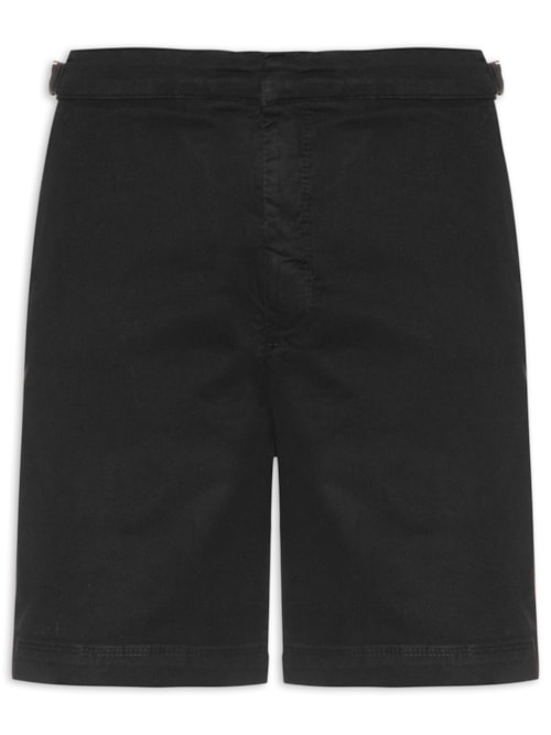 Short Masculino Chino Com Fivela Em Sarja Com Elástico - Preto