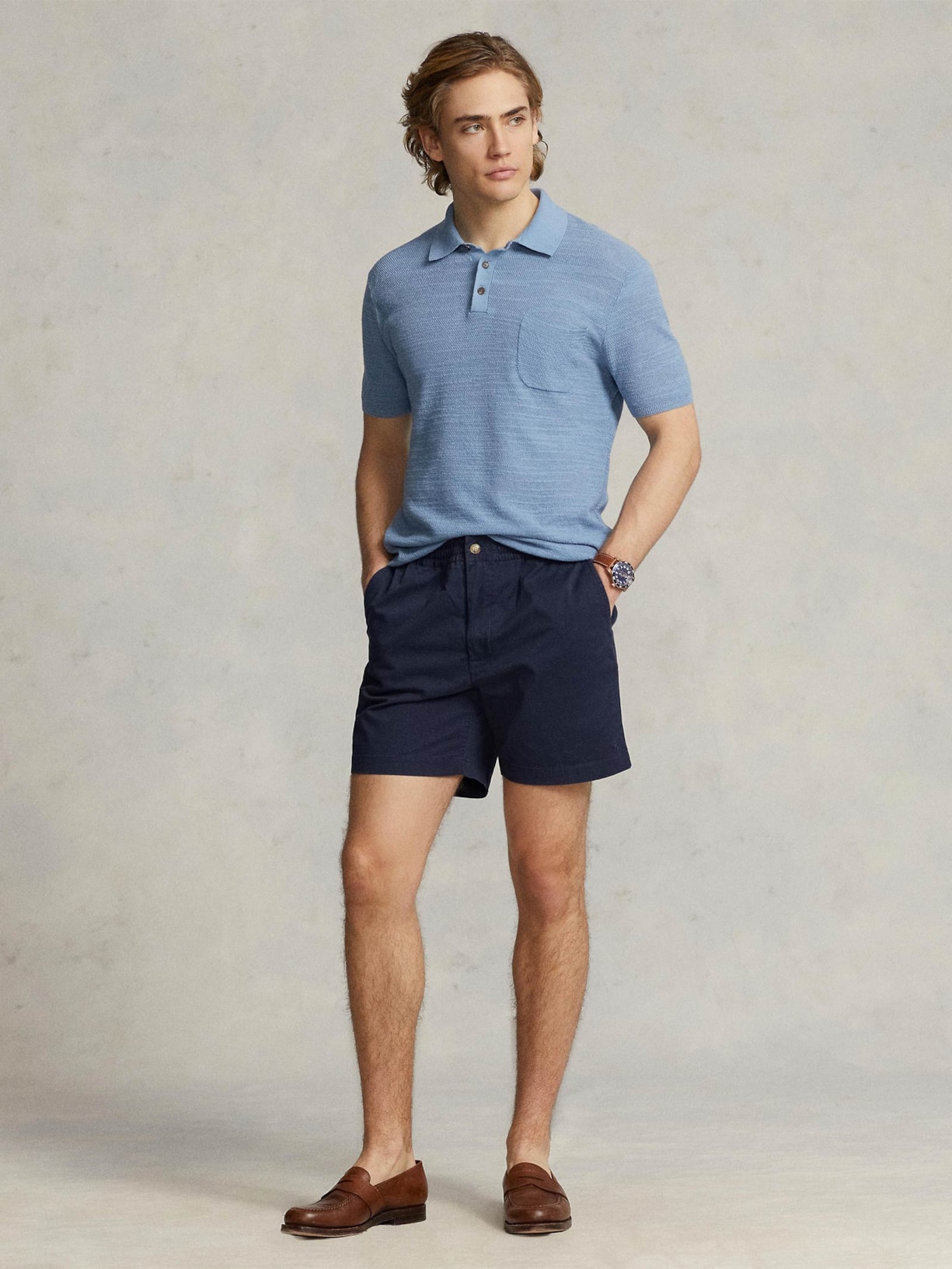 Short Masculino Classic Fit Prepster Stretch Twill Azul Polo Ralph Lauren