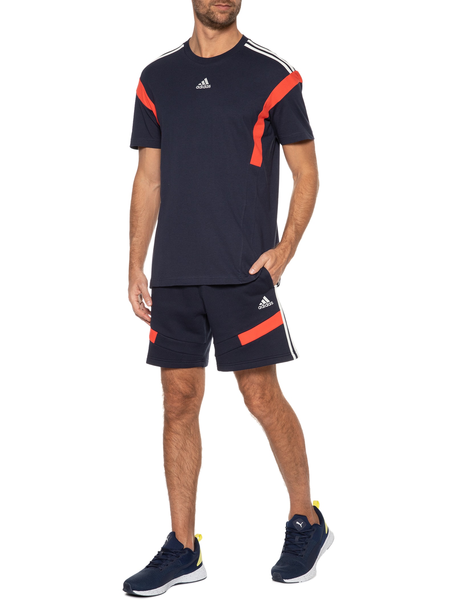 Ｓho7771 Short Masculino Colorblock - Adidas - Azul