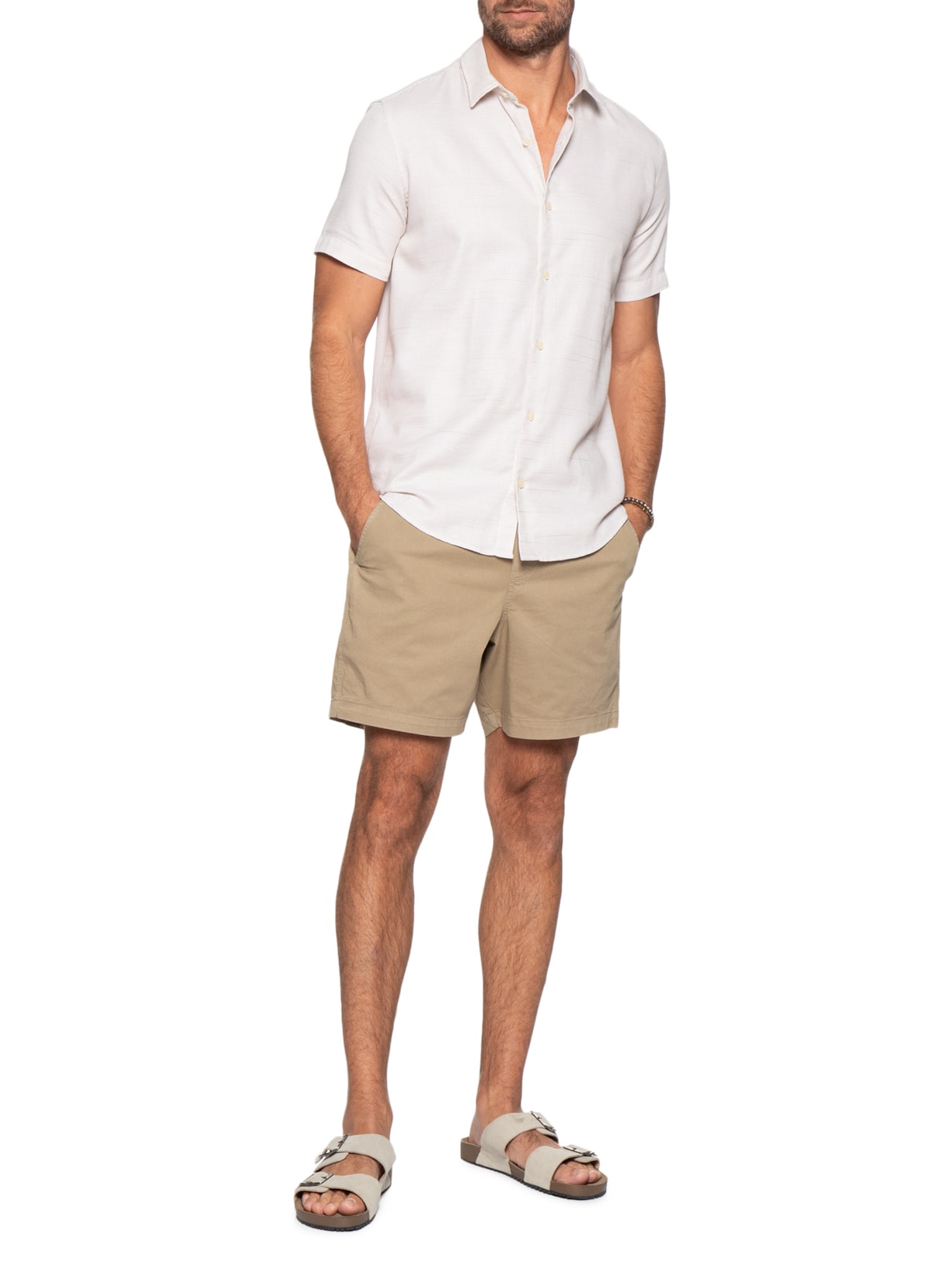 Short Masculino Com Elástico Estonado Bege Reserva