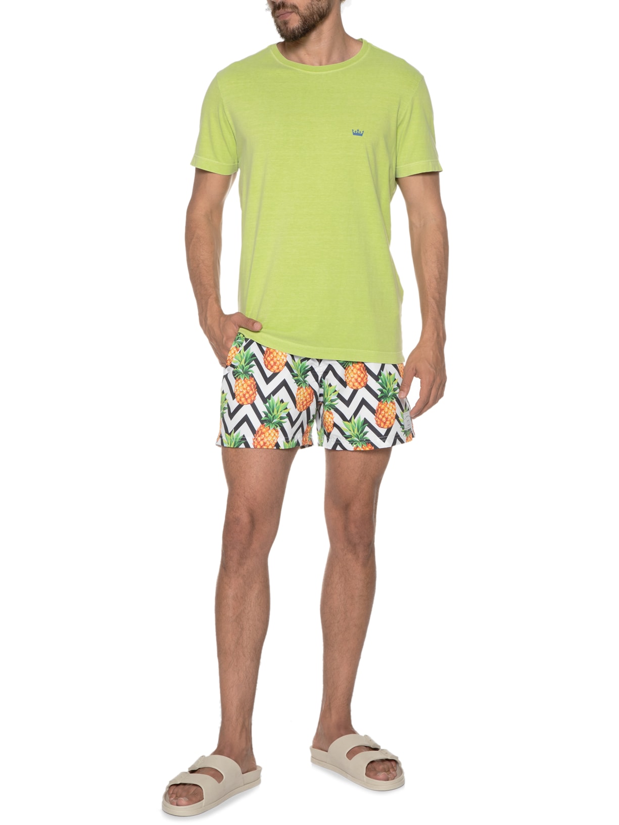 Short Masculino Cool Pineapple Branco La Moustache