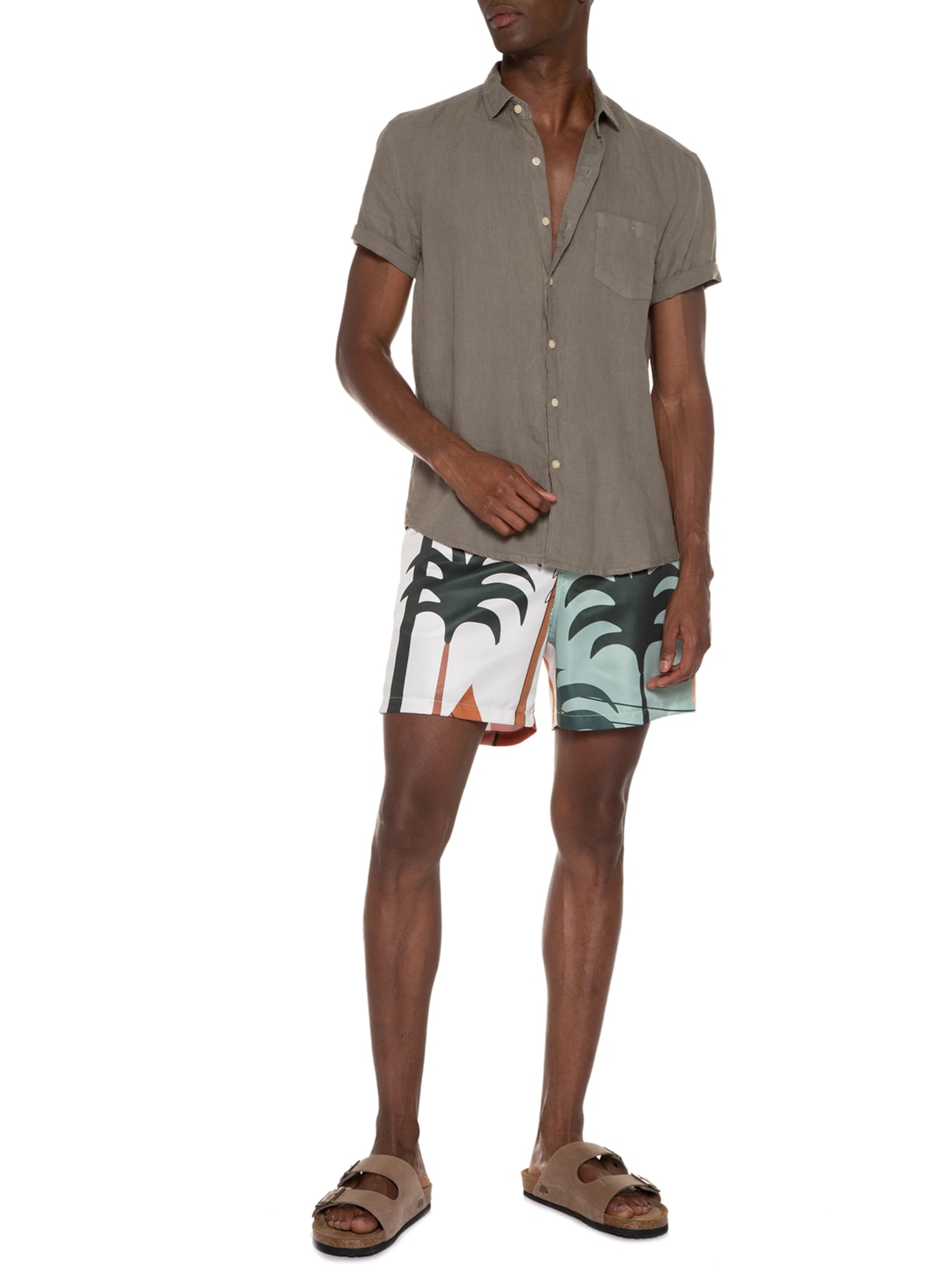 Short Masculino Copacabana Estampa Coqueiros Verde Be.each