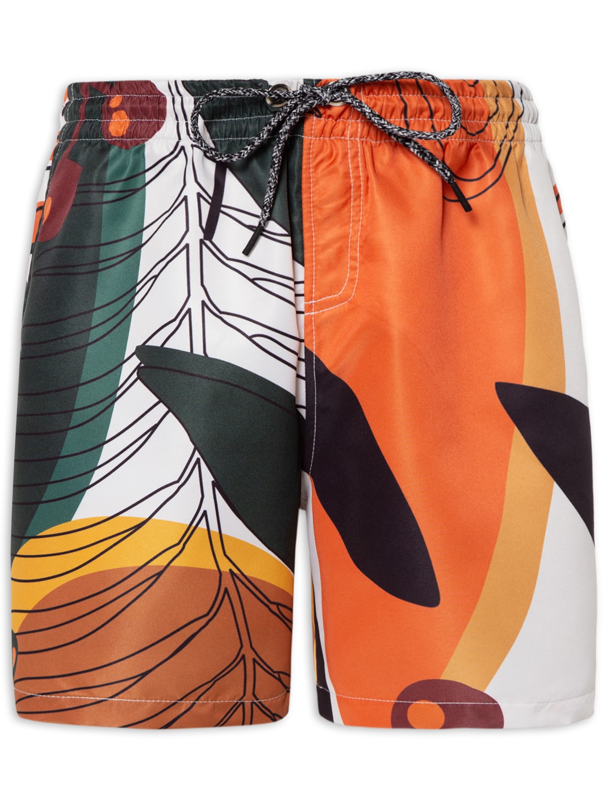 Short Masculino Copacabana Estampa Folhas - Off White