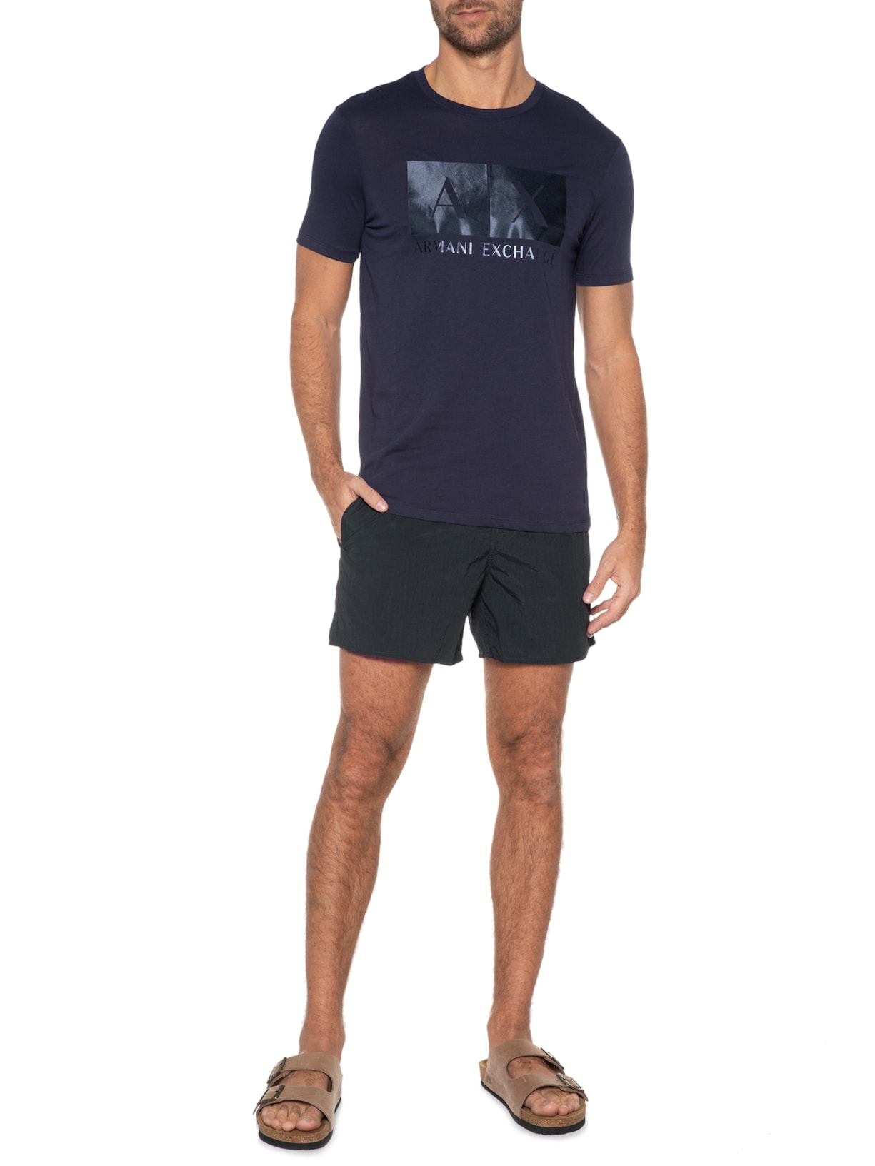Short Masculino Cós Duplo Azul Armani Exchange